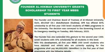 Founder Al-Hikmah University Grants Scholarship 2025